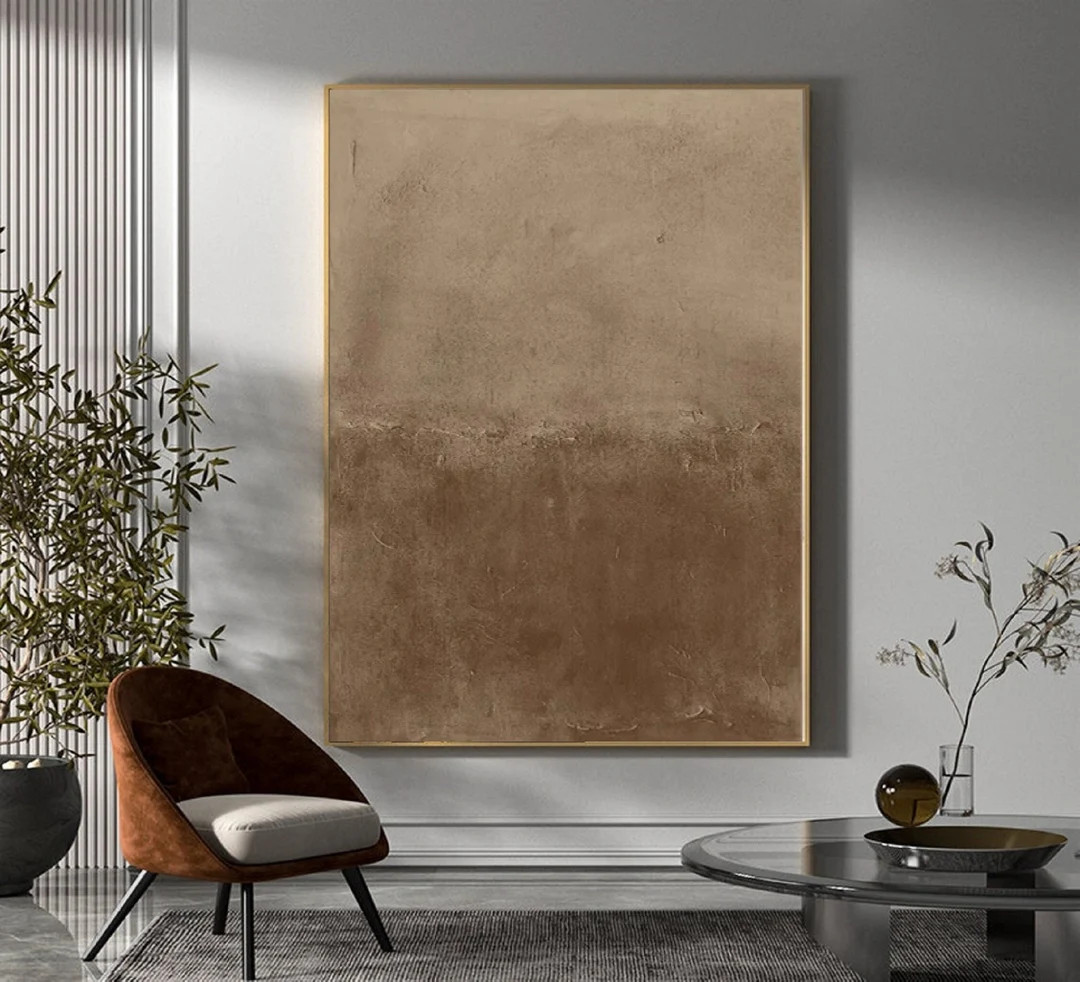 Neutral Brown Minimalist Painting Abstract Painting on Canvas Wabi Sabi Wall Art Texture Wall Art... | Etsy (US)