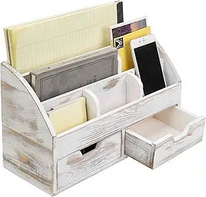 MyGift Whitewashed Wood Desktop Organizer with 6 Compartments, Office Supplies and Mail Holder De... | Amazon (US)