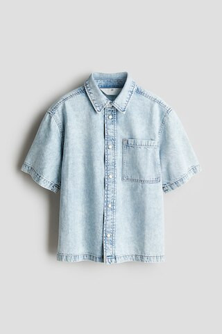 H & M - Short-Sleeved Denim Shirt - Blue | H&M (US + CA)