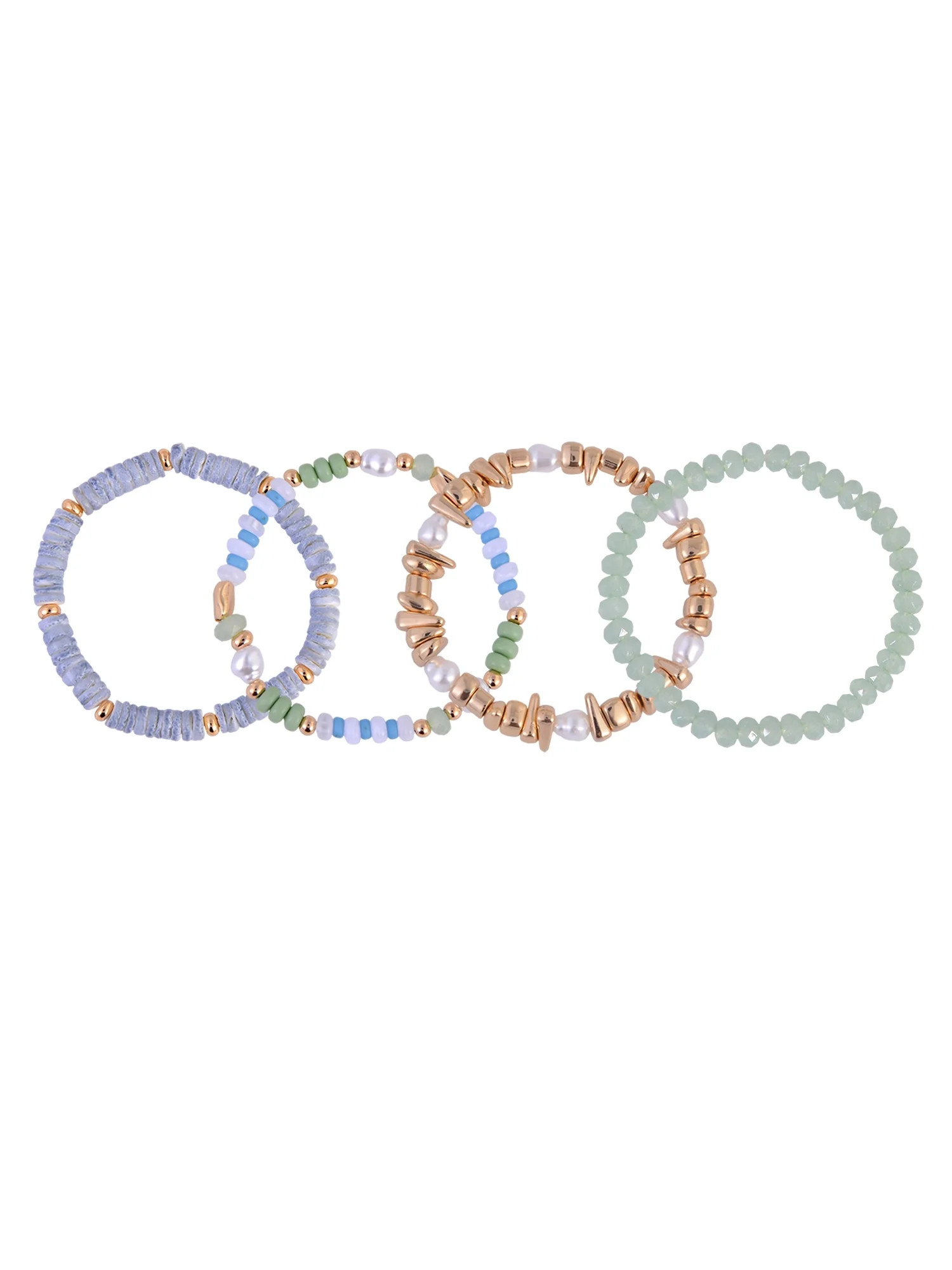 Time and Tru Goldtone 4pc Multi Bead Acrylic Pearl Bracelet Set | Walmart (US)