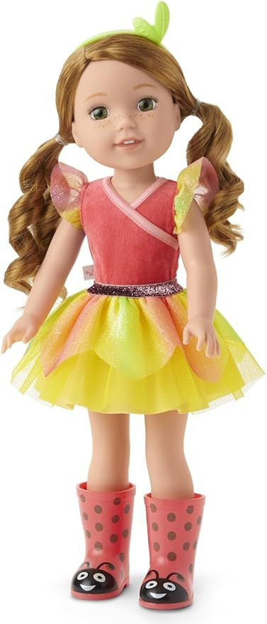 American Girl WellieWishers 14.5-inch Willa Doll with Coral Leotard, Mesh Skirt, Headband, and Bo... | Amazon (US)