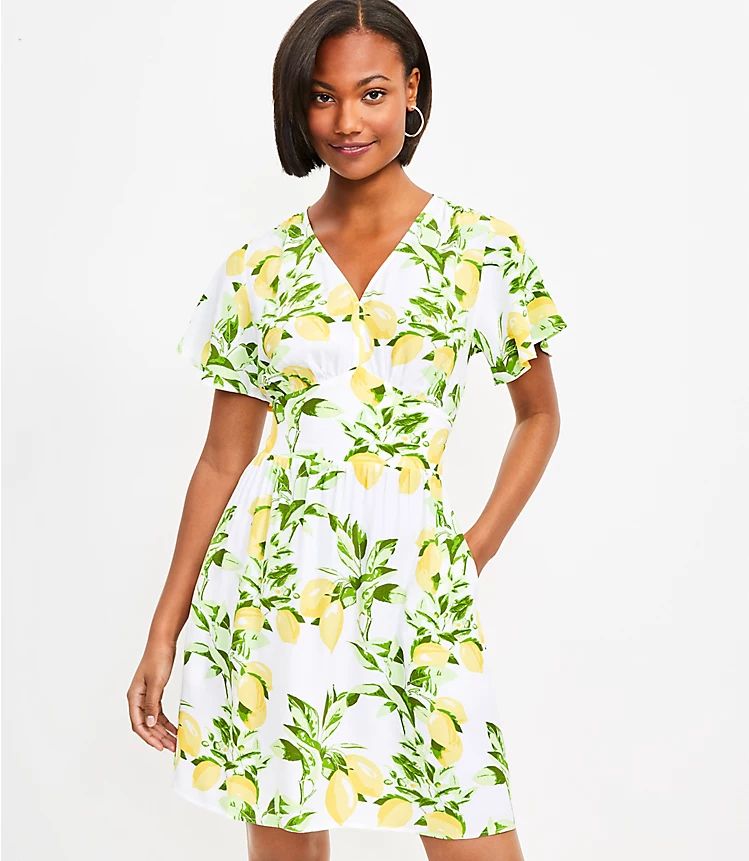 Lemon Flutter V-Neck Pocket Dress | LOFT | LOFT