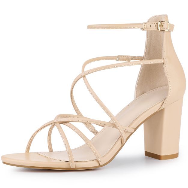 Perphy Women's Crisscross Strappy Strap Chunky Heels Sandals | Target