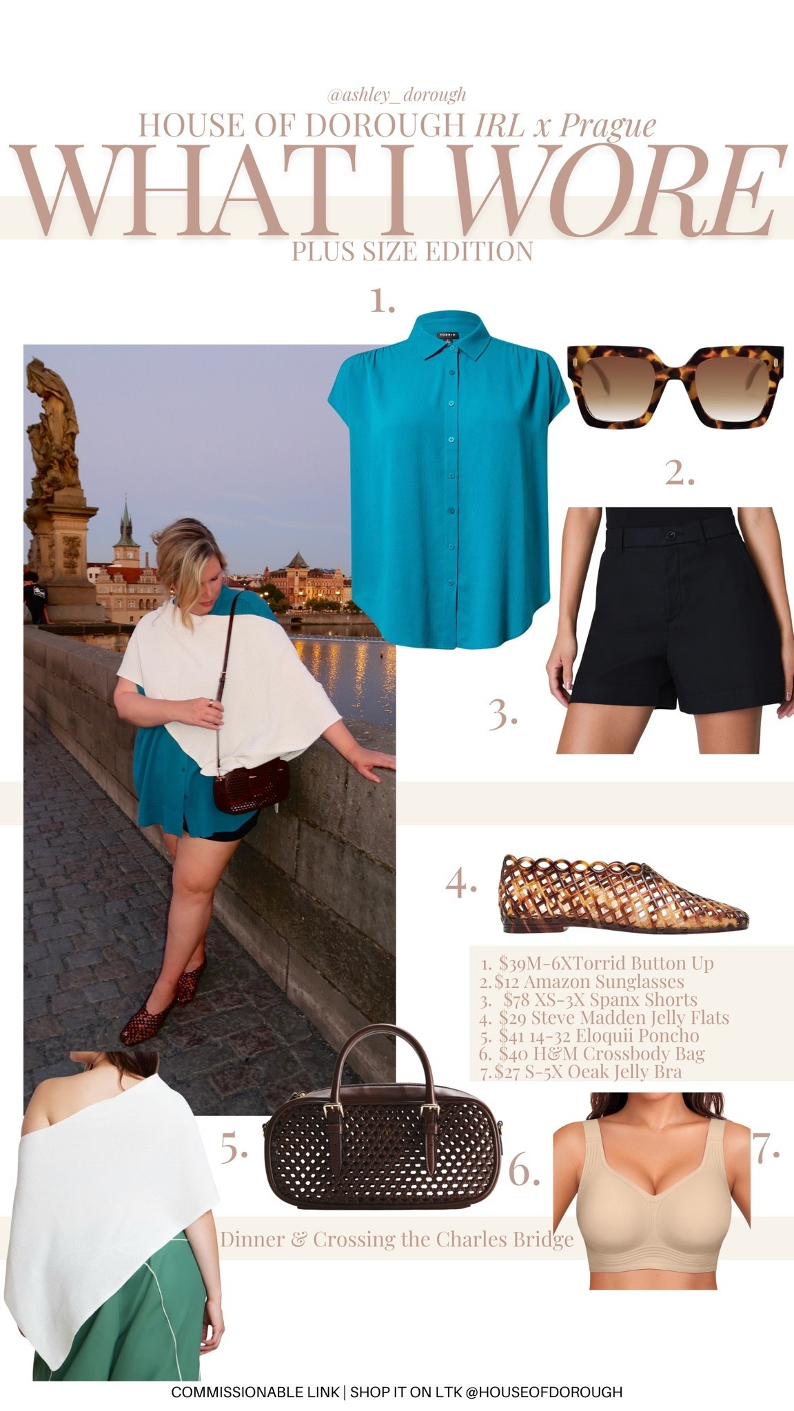 What I wore in Europe!! Wearing a  2X in the Spanx shorts, an 18/20 in the short sleeve button up top. Plus size, outfit inspo, travel outfit, mom life, apron belly, summer fashion

#LTKSeasonal #LTKTravel #LTKPlusSize