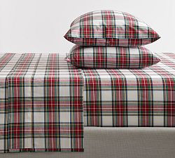 Stewart Plaid Organic Percale Sheet Set | Pottery Barn (US)