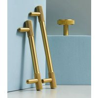 Brushed Gold Brass Cabinet Pull Handles Drawer Dresser Pulls Matte Black Mid Century Modern Lynns Graceland 96 128 160 Mm | Etsy (US)