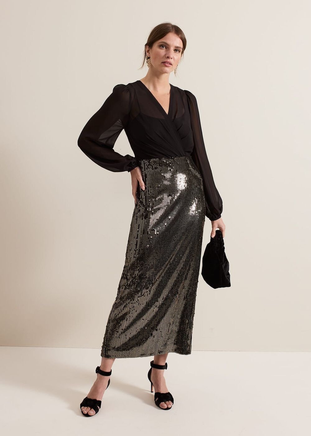Petite Aniya Sequin Long Sleeve Dress | Phase Eight UK | | Phase Eight