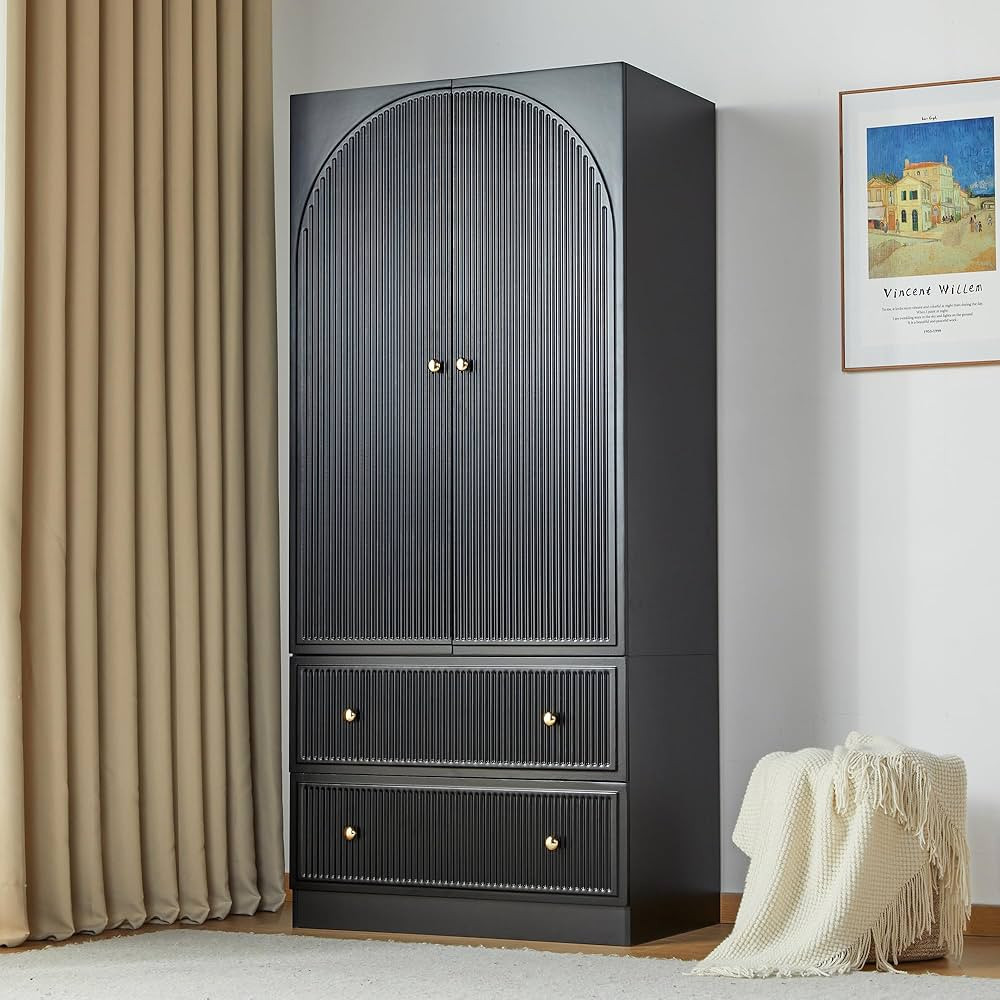 ORRD 2 Doors Freestanding Armoire Wardrobe Closet, Large Capacity Wardrobe Cabinet with 2 Storage... | Amazon (US)