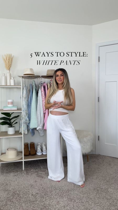 5 ways to style white pants 🤍 these are bump friendly and I’m wearing a small regular 

#LTKstyletip #LTKbump #LTKfindsunder100