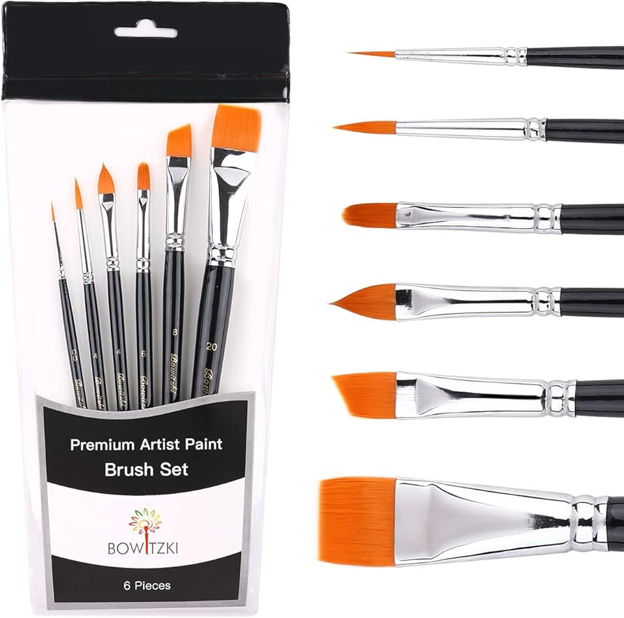 Bowitzki Face Paint Brush Set, 6pcs Artist Brushes for Body Face Painting,Acrylic Painting Waterc... | Amazon (US)