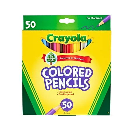 Crayola Colored Pencil Set, 50 Ct, School Supplies, Adult Coloring Pencils, Gift | Walmart (US)