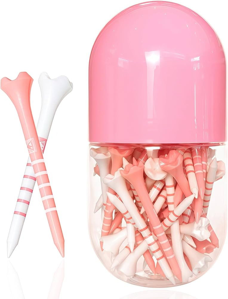 Stable & Durable Plastic Golf Tees 60Pcs Size 2-3/4 Inch or 3-1/4 Inch Packaged in Plastic Jar wi... | Amazon (US)