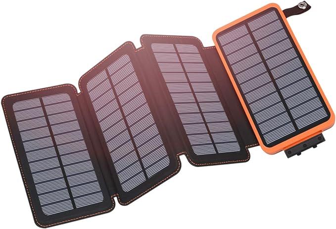Solar Charger 25000mAh, Hiluckey Outdoor USB C Portable Power Bank with 4 Solar Panels, 3A Fast C... | Amazon (US)