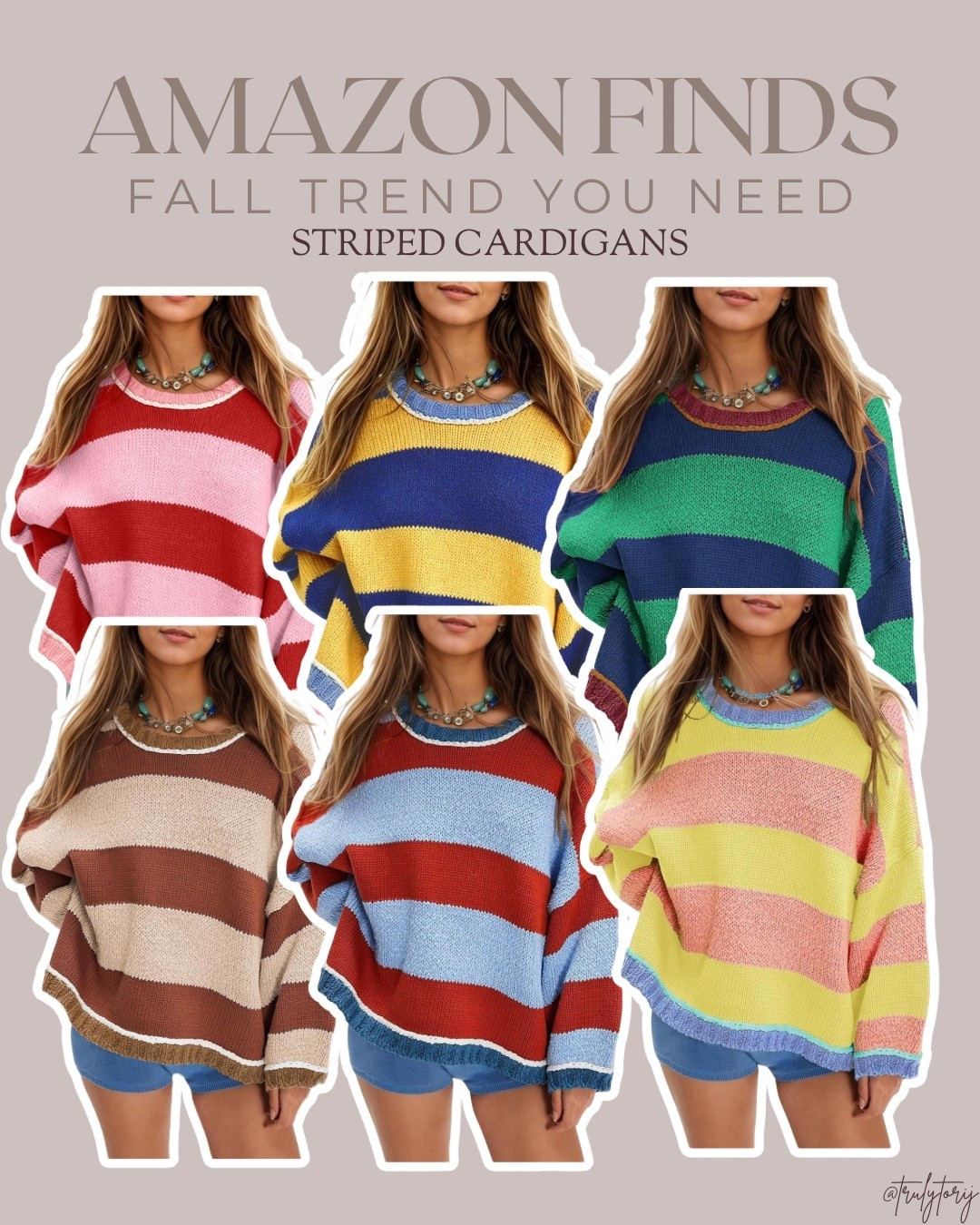 Amazon really said fall fashion, but make it COLORFUL. 🤩🍂🌈 Say STRIPES to shop! 

I am OBSESSED with these oversized striped sweaters! The color combinations are so fun, the fit is perfectly relaxed, and they’re one of those easy pieces you can throw on with jeans, leggings, or shorts now and wear all fall long. 👏🏼

From classic neutrals to bold, colorful stripes… there’s a color combo for everyone! 😍 And you already know I’m having a hard time picking a favorite. 😂

Cute, cozy, colorful AND affordable? Say less. 🛒✨

Which color combo is your favorite?! 👀👇🏼

#amazonfashion #amazonfinds #amazonstyle #fallfashion #stripedsweater #oversizedsweater #colorfulfashion #falloutfitideas #affordablefashion #amazonsweaters

#LTKootd