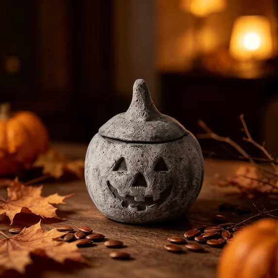 QLUEWX Terracotta-Effect Pumpkin Lantern Candle, Halloween Resin Carved Pumpkin Candle with Stem ... | Walmart (US)