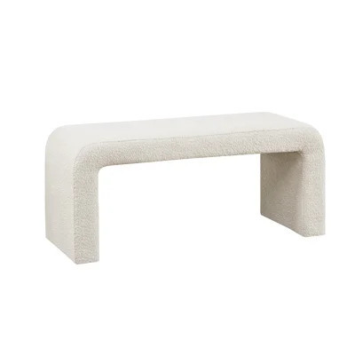 Contemporary Entryway Boucle Waterfall - 42"w X 18"h 16"d, 400 Lbs Capacity, Cream, No Assembly Needed Modern Bench With Cream Upholstery 16"d 18"h, W | Wayfair North America
