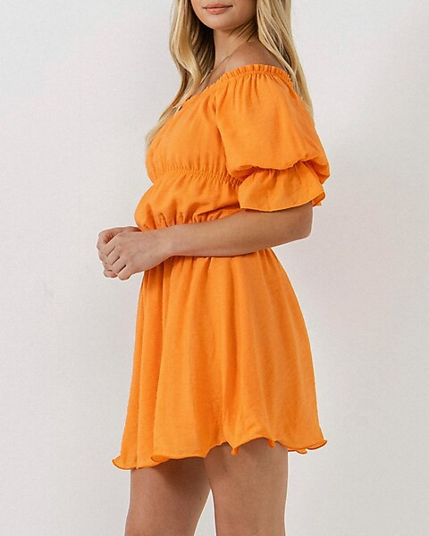 Endless Rose Off the Shoulder Flounced Mini Dress | Express