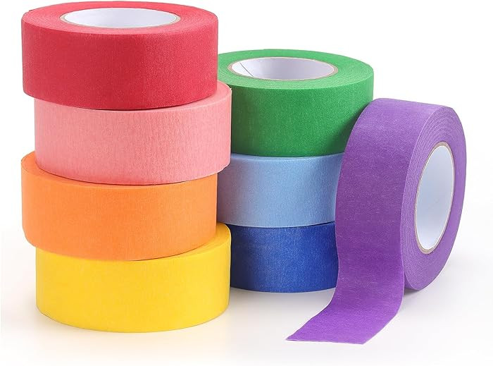 Colored Masking Tape Painters Tape 1 Inch X 20 Yards, 8 Rolls, 160 Yards in Total, Craft Color Pa... | Amazon (US)