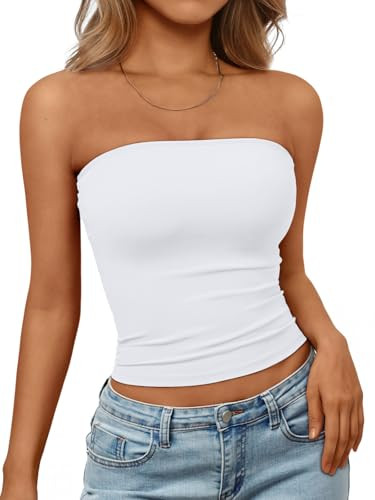 Trendy Queen Women's Strapless Bandeau Crop Top | Amazon (US)