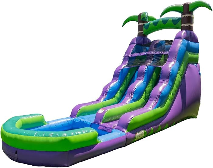 HeroKiddo 16ft Tall Tropical Inflatable Water Slide with Attachable Pool & Blower, 25ft Long Comm... | Amazon (US)