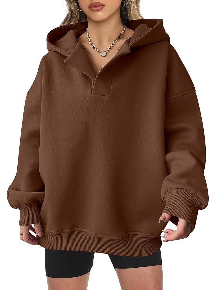 ANRABESS Womens Hoodies Fleece Oversized V Neck Sweatshirts Long Sleeve Pullover Sweater Casual C... | Amazon (US)