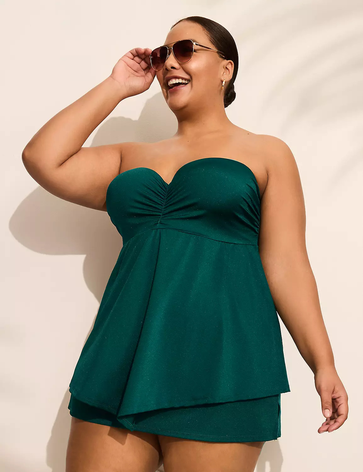 Underwire Shimmer Strapless Tankini Top | Lane Bryant (US)
