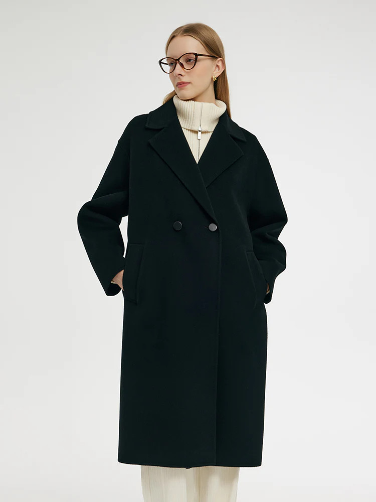 Wool Cashmere Double-Faced Unisex Mid-Length Coat | GOELIA