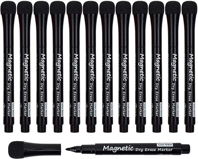 Linkbro Magnetic Dry Erase Markers - Fine Tip, Black Color, 12 Pack, Low Odor Whiteboard Markers ... | Amazon (US)