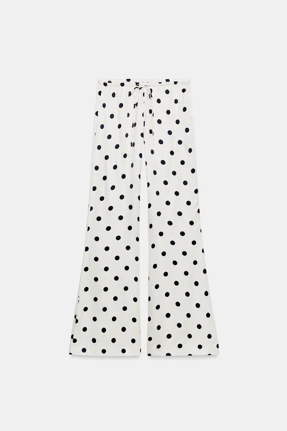 POLKA DOT SATIN EFFECT DRAWSTRING PANTS | Zara US
