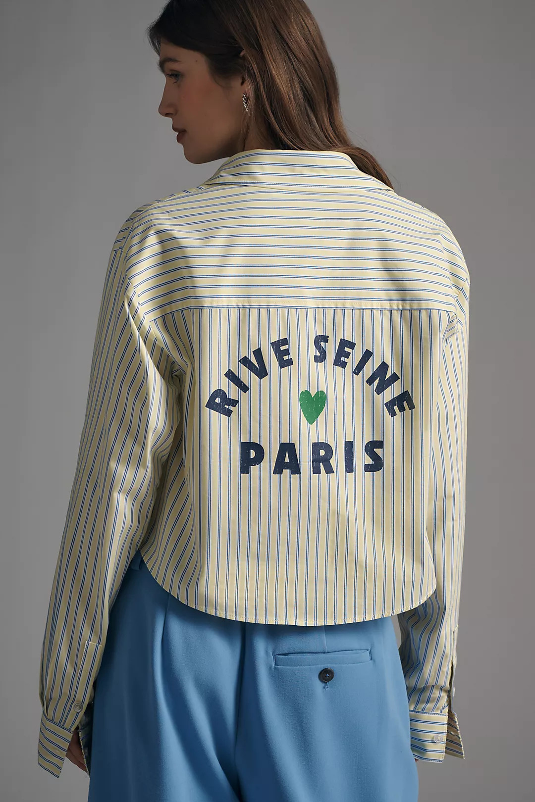 Maeve Cropped Long-Sleeve Buttondown Shirt | Anthropologie (US)