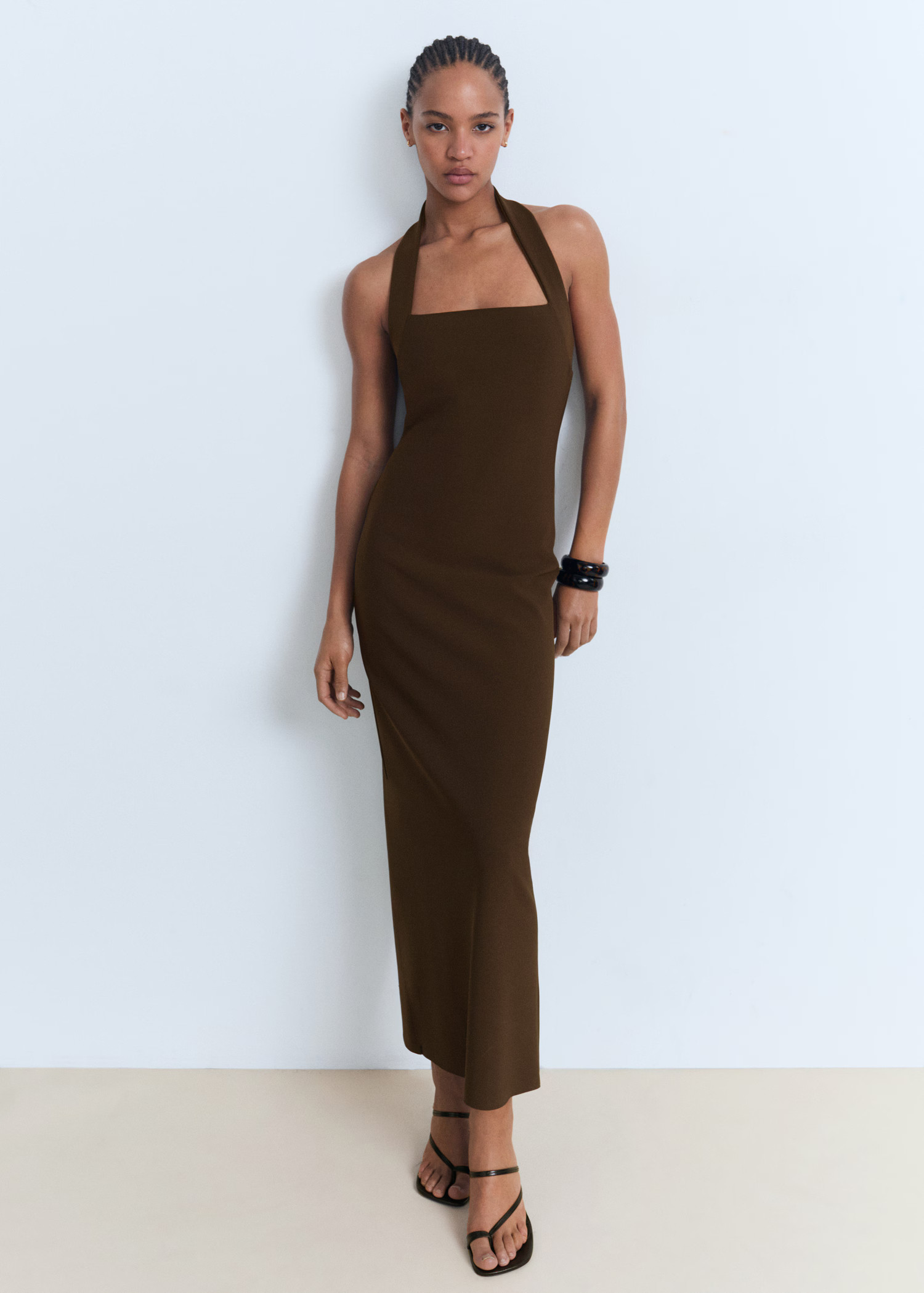 Long halter-neck dress - Women | MANGO United Kingdom | MANGO (UK)