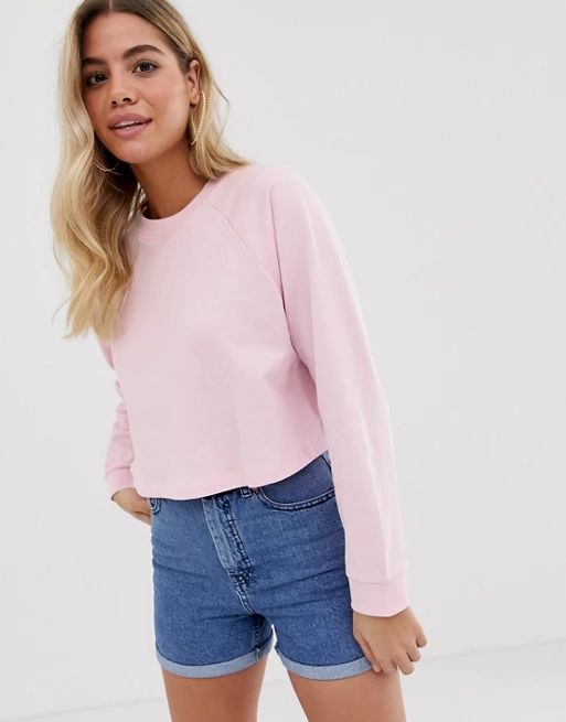 ASOS DESIGN swing crop sweatshirt in pink | ASOS US