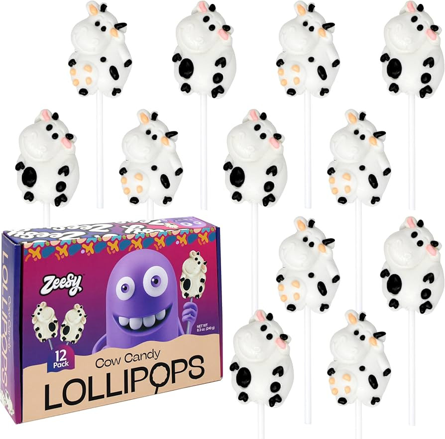 Zeesy Cow Candy Lollipops - 12 Individually Wrapped Cow Party Suckers - Farm Animal Party Favors ... | Amazon (US)