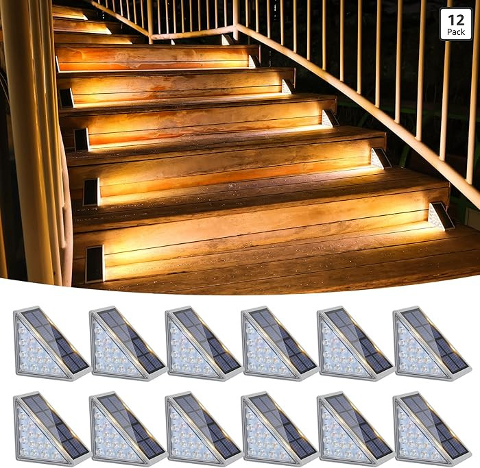 VOLISUN Outdoor Stair Lights 12 Pack, Solar Step Lights Waterproof IP67,80 Lumen, Led Step Light ... | Amazon (US)