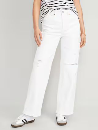 Extra High-Waisted Wide-Leg White Jeans for Women | Old Navy (US)