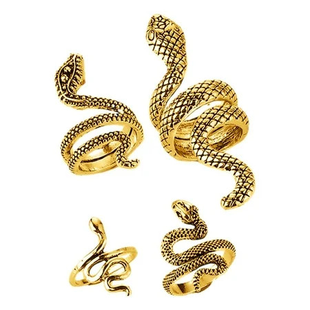 Snake Finger Ring | 4 Pieces Snake Shaped Ring Animal Rings Set | Punk Style Adjustable Vintage Snake Ring Jewelry Alloy Rings for Women Men Adults | Walmart (US)