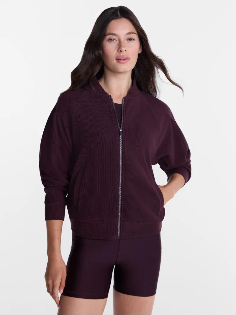 Avia Women's and Women's Plus Ottoman Full Zip Bomber Jacket, Sizes XS-4X | Walmart (US)