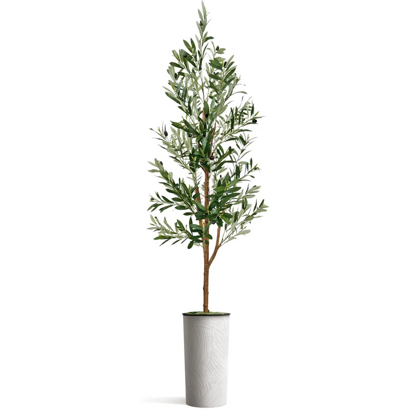 Artificial Tree In Modern Planter, Fake Olive Silk Tree Home Decoration (Plant Pot Plus Tree) | Wayfair North America
