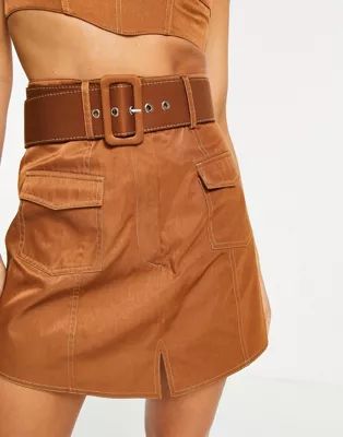 ASOS DESIGN belted mini skirt with stitching detail - part of a set | ASOS (Global)