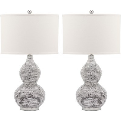 Nicole Beaded Table Lamp (Set of 2) - 24.5 Inch Height - LIT4014 - Silver/White - Safavieh | Target