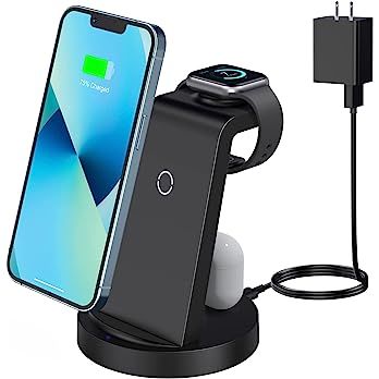 Wireless Charging Station, 3 in 1 Wireless Charger Compatible with iPhone 14/13/12/11/Pro/Max/SE/... | Amazon (US)