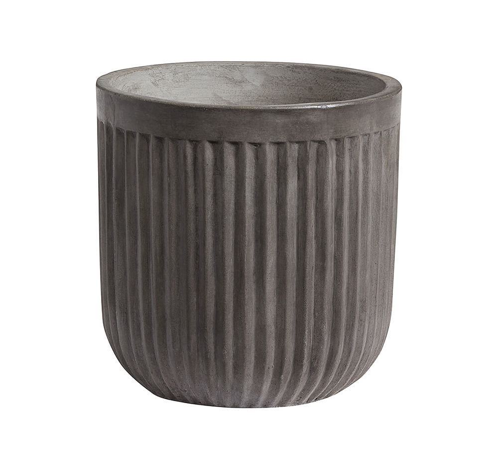 Concrete Fluted Planter Grey Cement Medium | Pottery Barn (US)