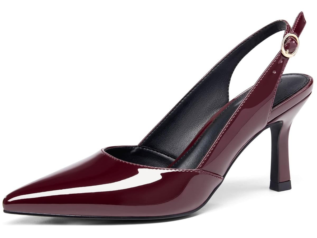 Rilista Women's Slingback Kitten Heels Closed Pointed Toe Wedding Party Dress Pumps Shoes | Amazon (US)