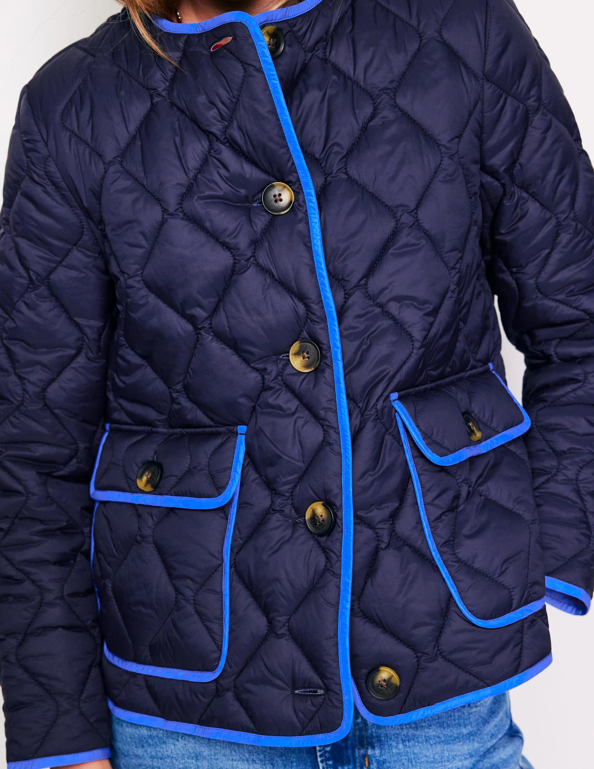 Derby Quilted Jacket-Navy, Tigers Eye | Boden UK
