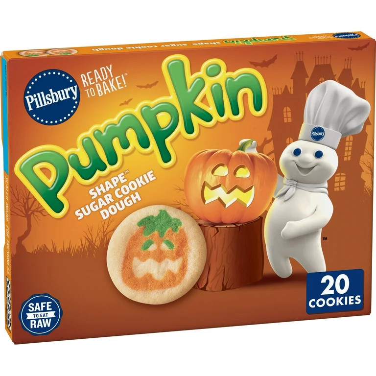Pillsbury Ready to Bake! Pumpkin Shape Sugar Cookie Dough, 20 Cookies, 9.1 oz | Walmart (US)