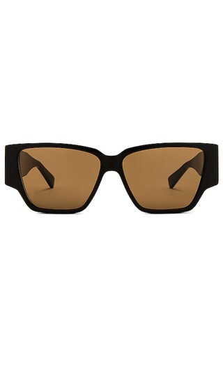 Bold Triangle Stud Square Sunglasses in Brown | Revolve Clothing (Global)