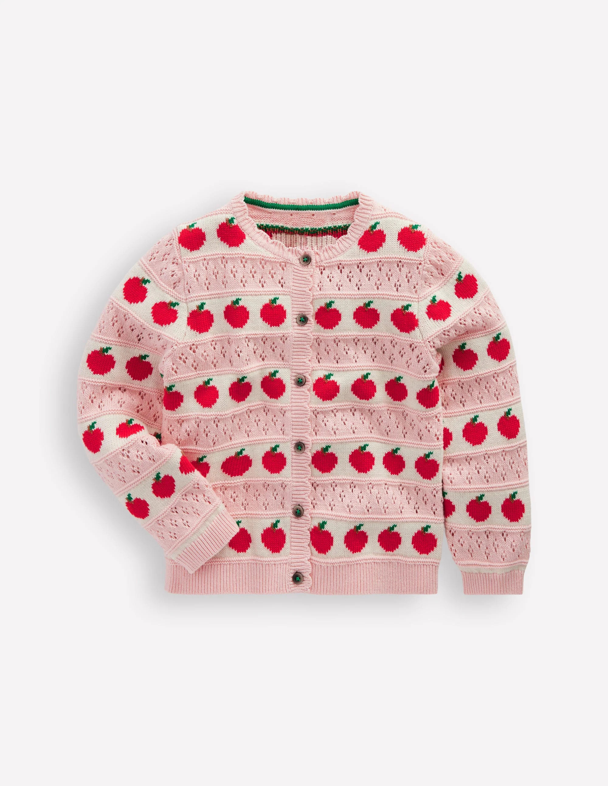 Pretty Scalloped Cardigan Chalk Pink Apples Girls Boden | Boden (US)