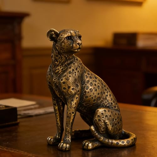 Juliahestia cheetah figurine leopard statue home decor