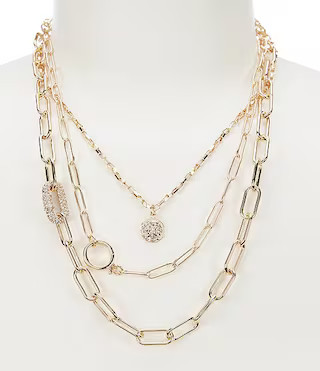 Multi Layer Paperclip Chain Necklace | Dillard's