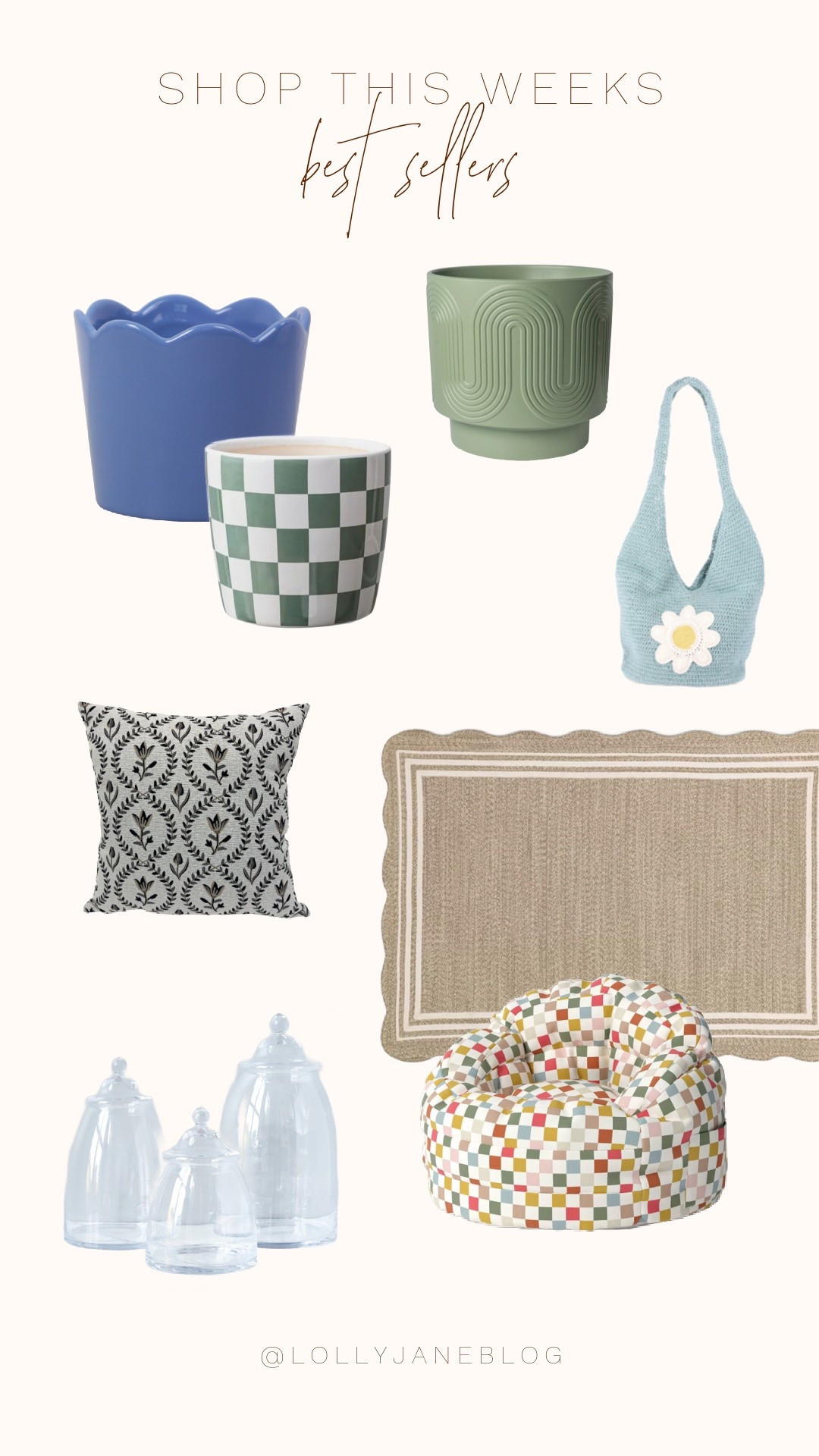 Bestsellers you need for the season! ✨

Freshen up your space with stylish planters, add a cozy touch with a chic throw pillow & tan rug, and kick back on the trendiest checkered bean bag. Headed on a getaway? Grab the must-have beach bag for spring break! Plus, the gorgeous glass bon bon jars are perfect for organizing with style.

From Walmart to Etsy, Target to Paynes Grey—shop the best in home & lifestyle before they’re gone!  #TrendingNow #HomeStyle #SpringReady

#LTKSpringSale #LTKHome #LTKStyleTip